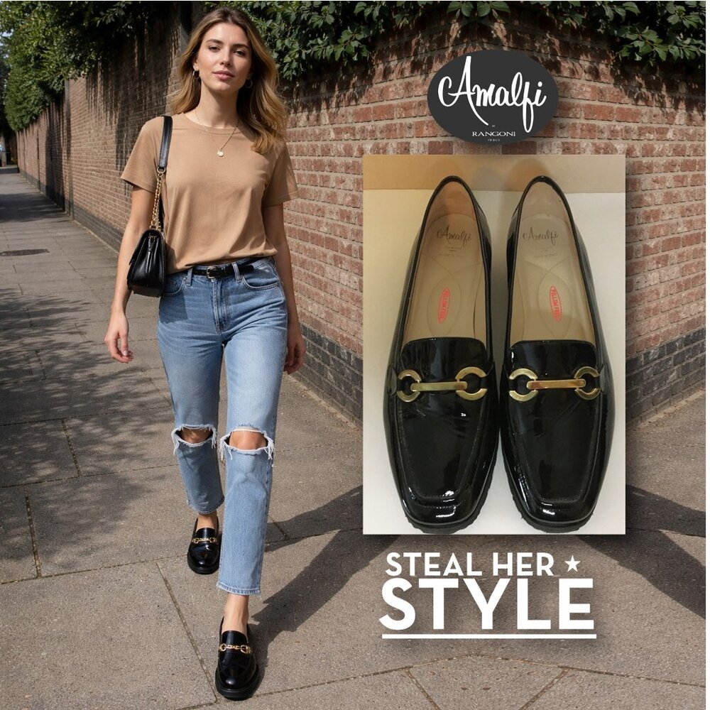 AMALFI by RANGONI "Gero" Vernice Black Patent Leather Loafers  🤌🤌